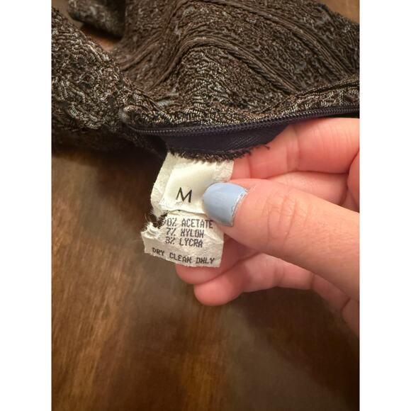 VINTAGE Bruno Duluc for Kush Women's Brown Jacquard Mini Dress Size Medium - Picture 7 of 7